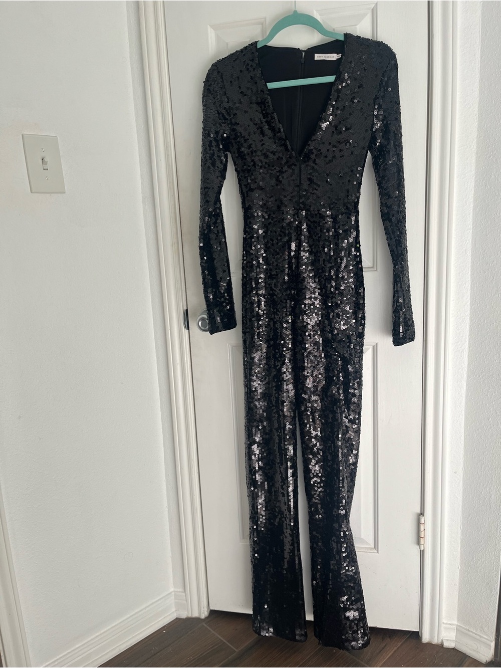 Good American Black Sequin Jumpsuit sz 2